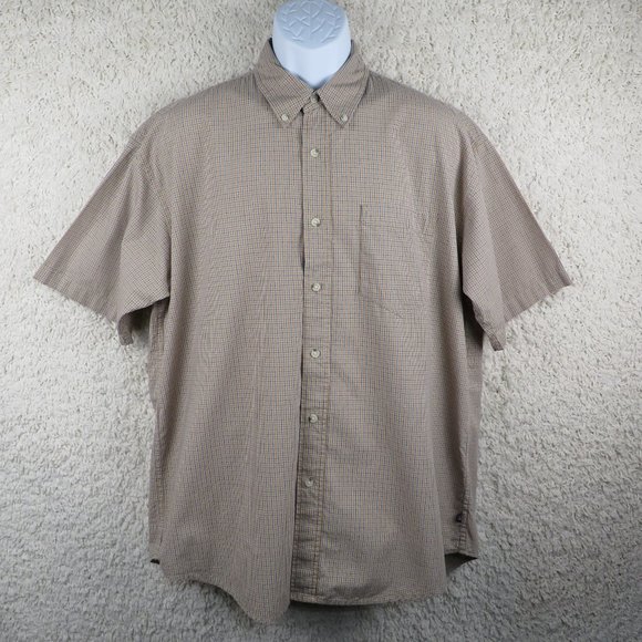 Wrangler* Men's Short Sleeve Button Down Curved Hem Pocket Plaid Shirt~‎ Large - Picture 1 of 14